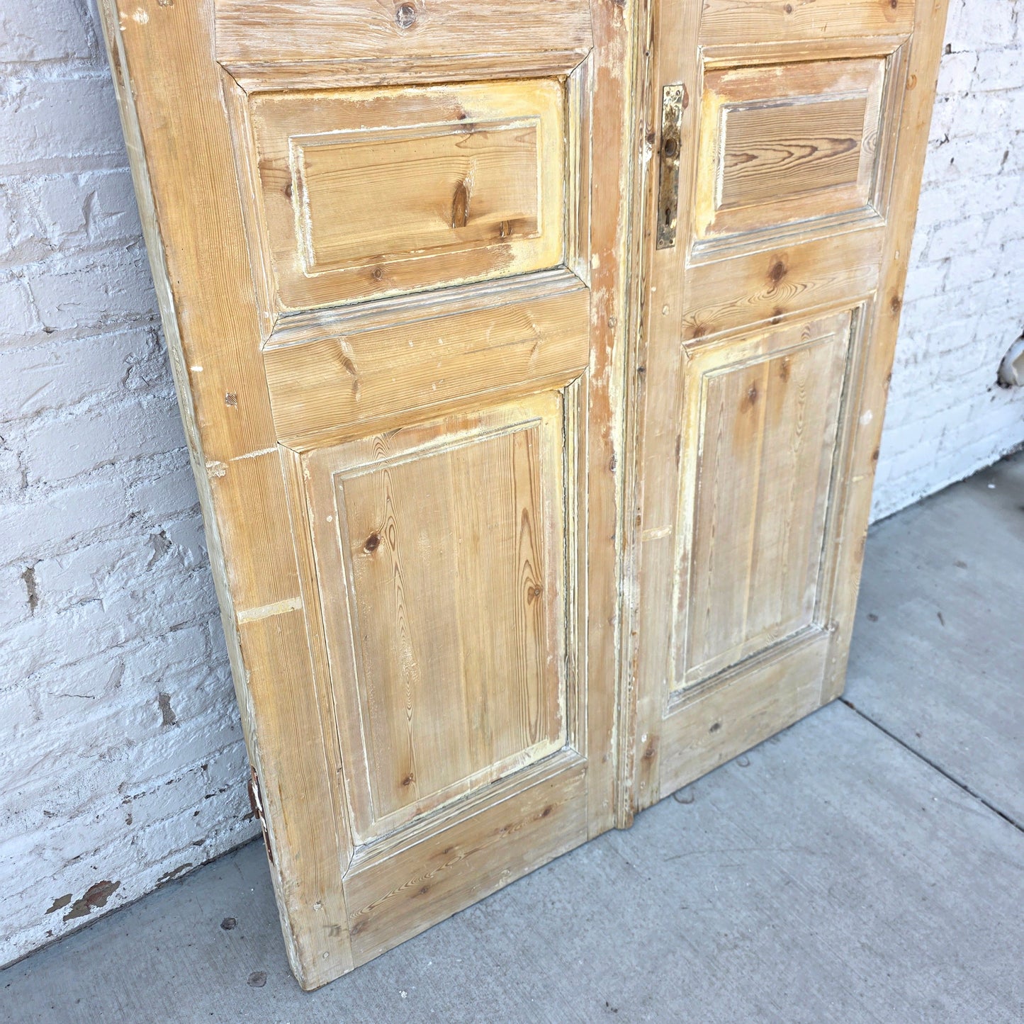 Pair of Washed Antique Doors w/ 6 Lites