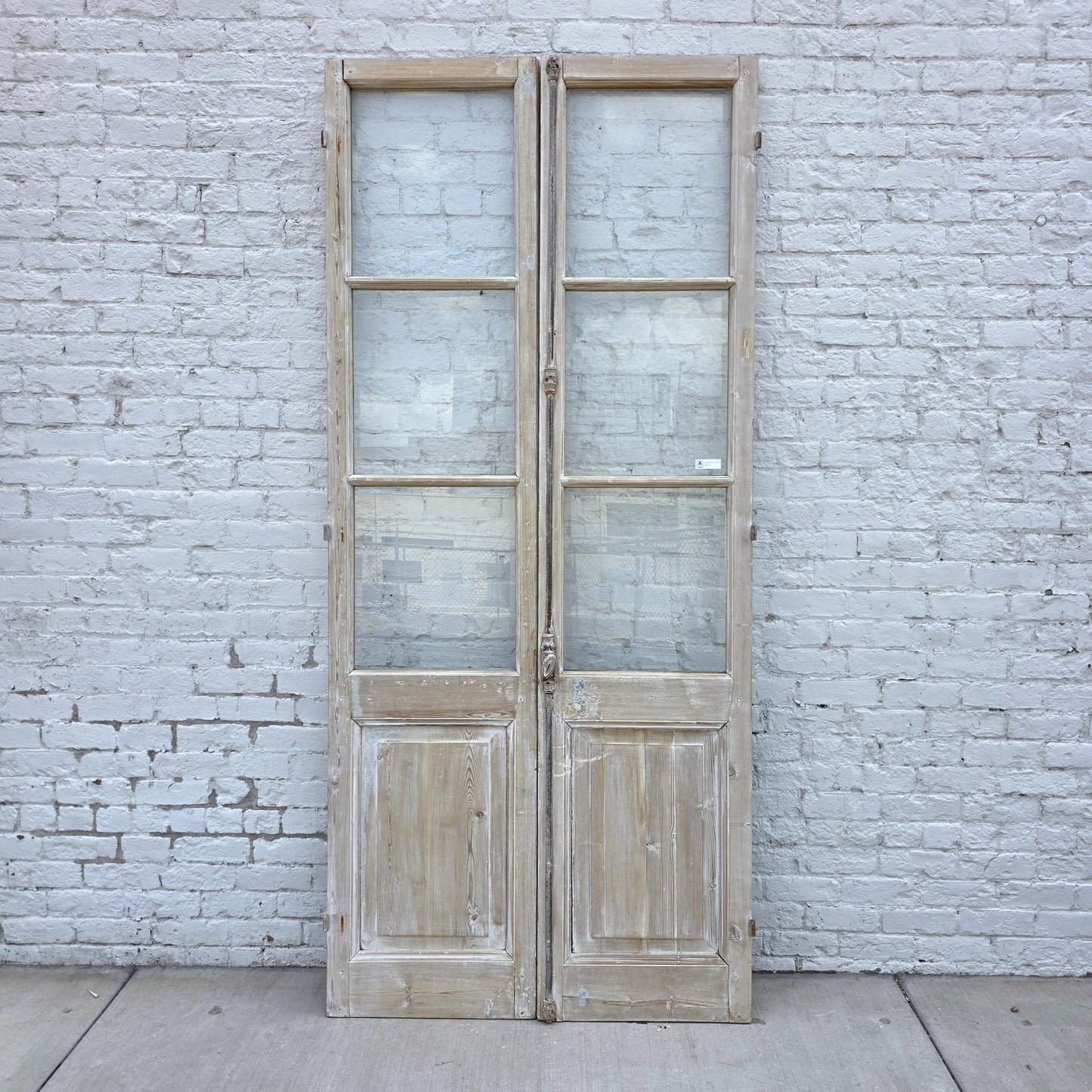 Pair of Washed Wood French Doors w/6 Lites