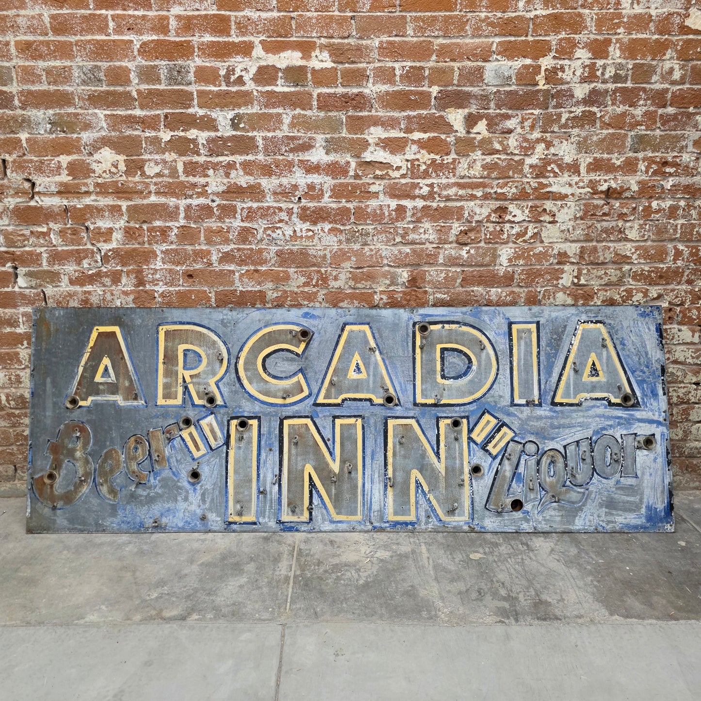 "Arcadia Inn" Beer and Liquor Metal Sign