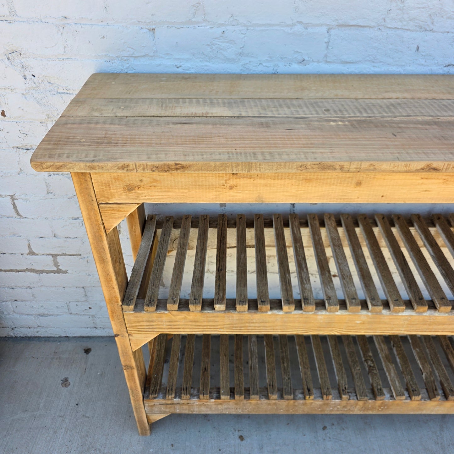 Wood Slatted French Florist Potting Shelf