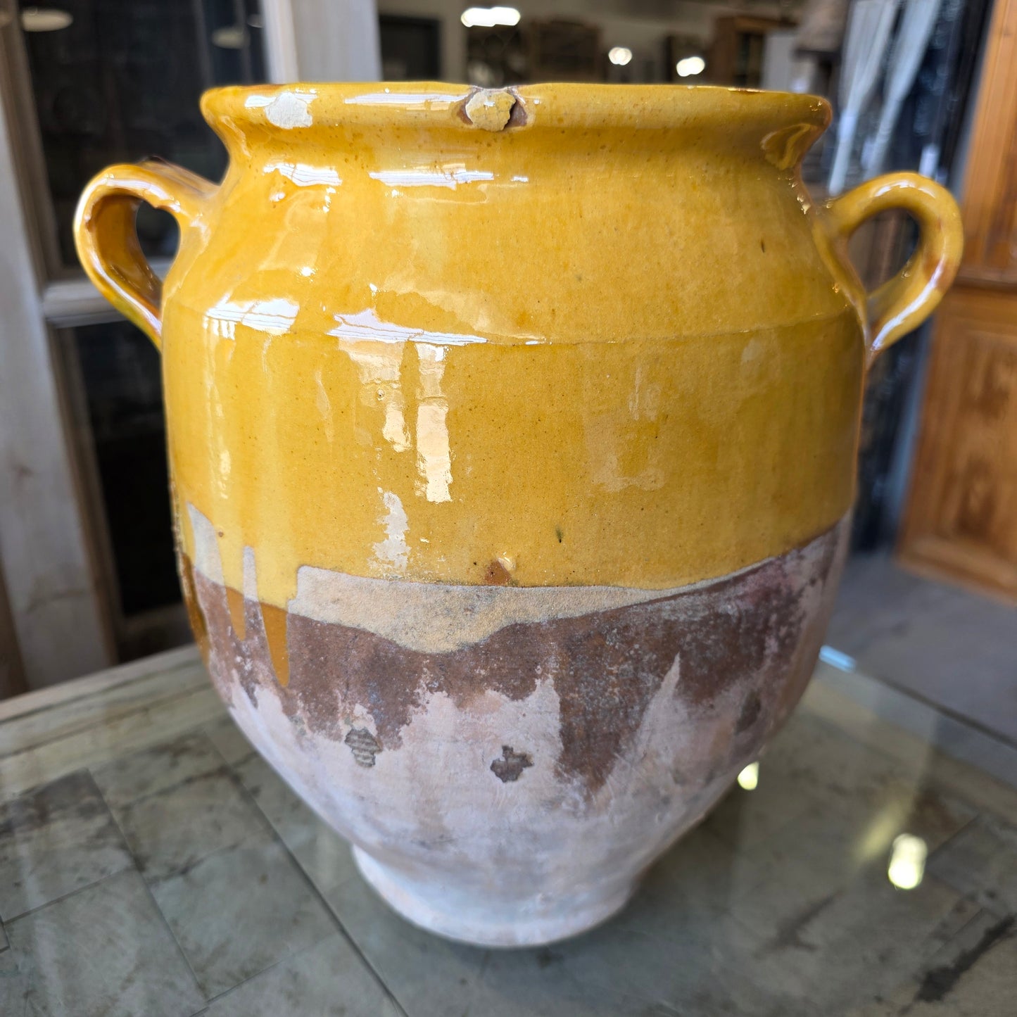 French Yellow Glazed Confit Pot