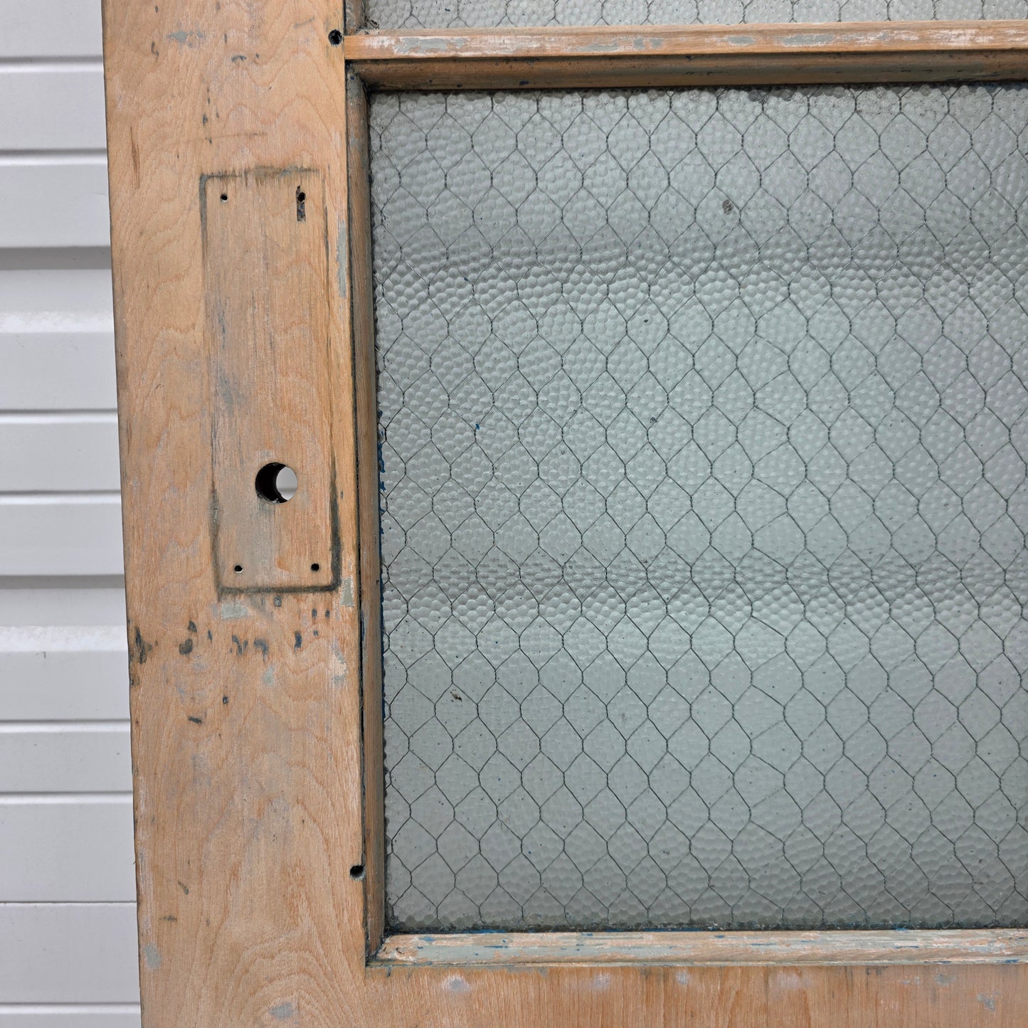 Vintage Wooden Door with Chicken Wire Glass