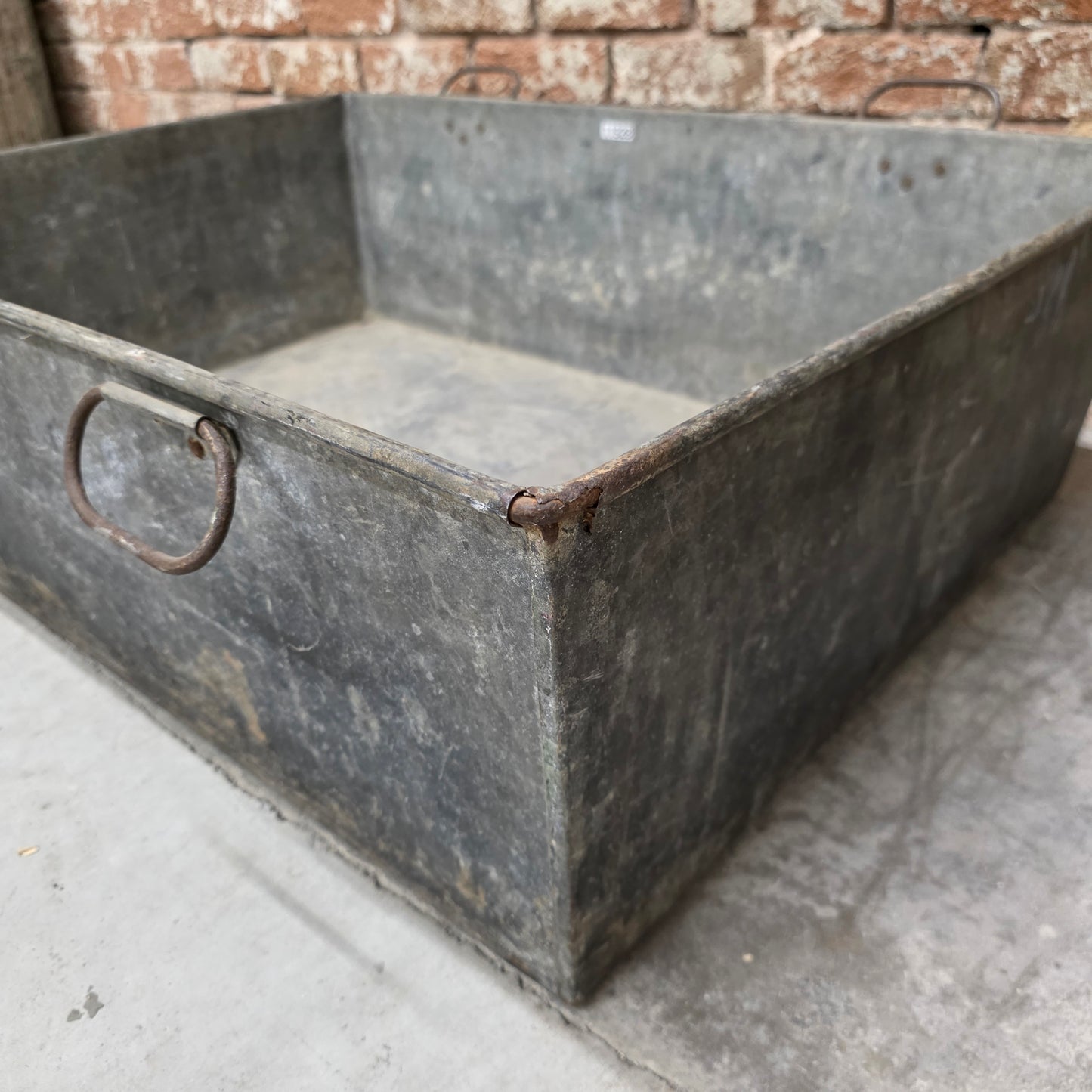 Rectangular Metal Crate with 4 Handles