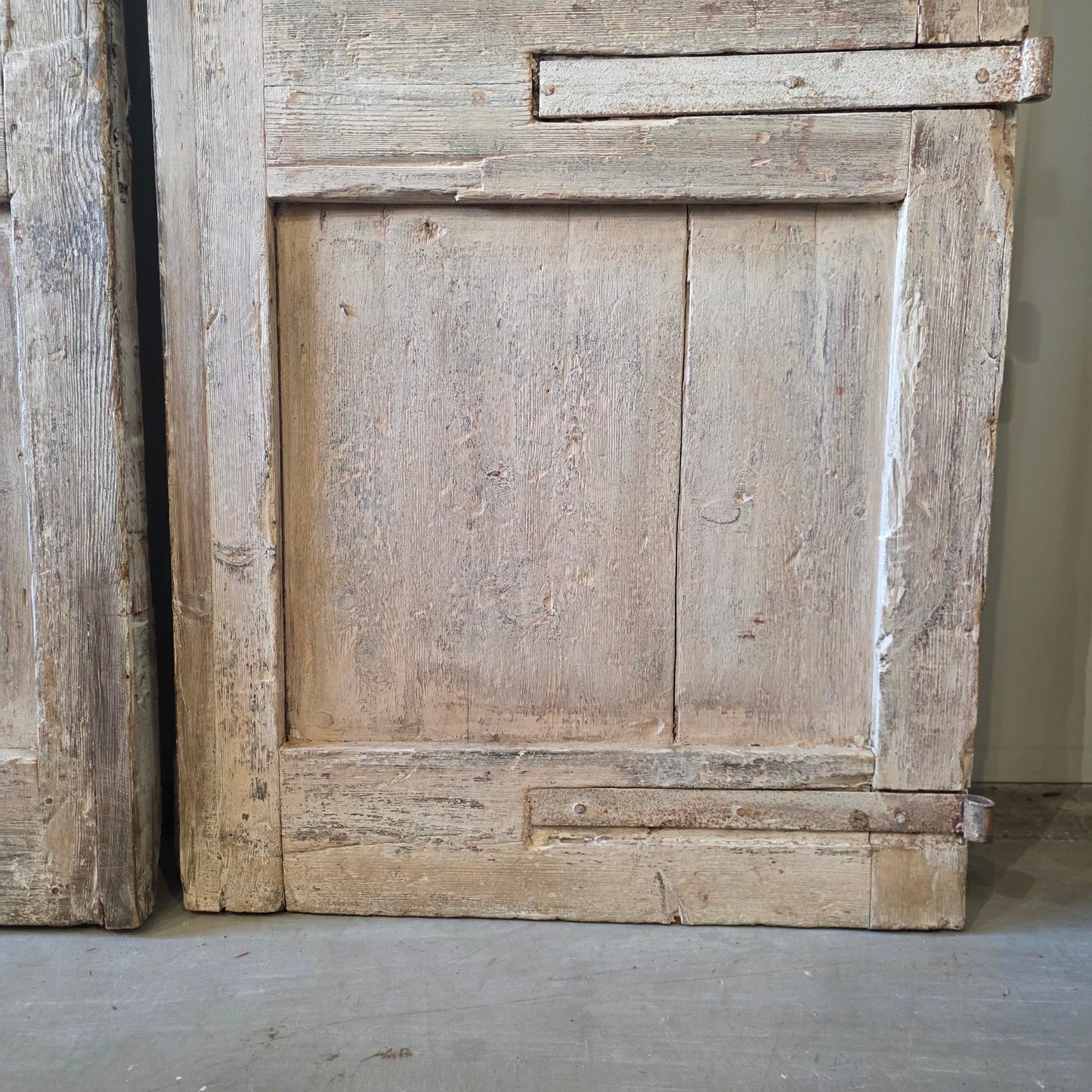 Pair of Antique Diamond Panel Carved Doors w/3 Panels