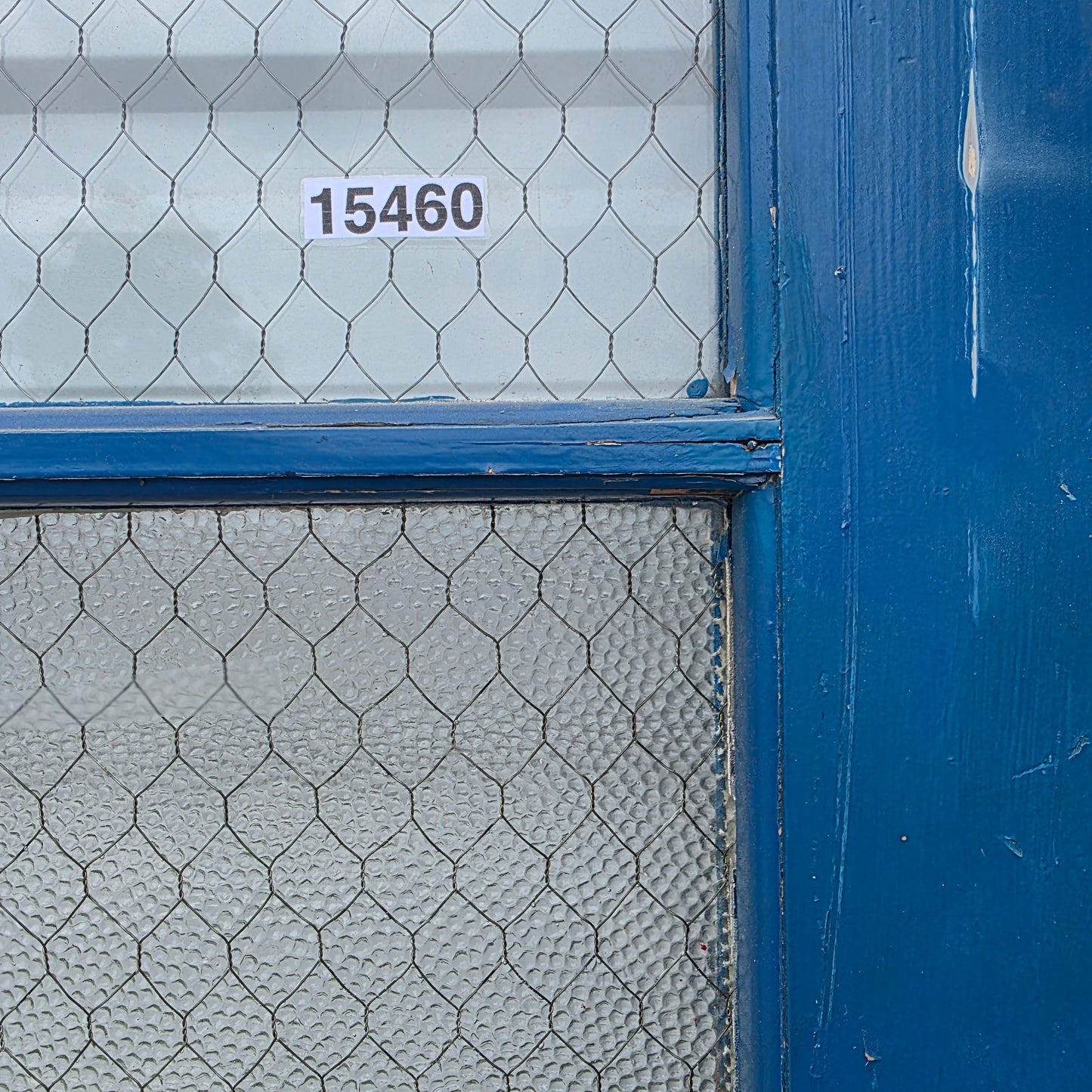 Vintage Wooden Door with Chicken Wire Glass