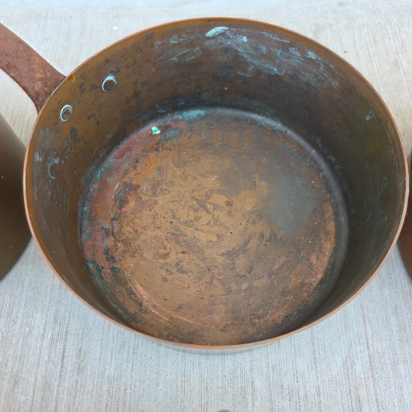 Set of 7 Graduating French Copper Pots