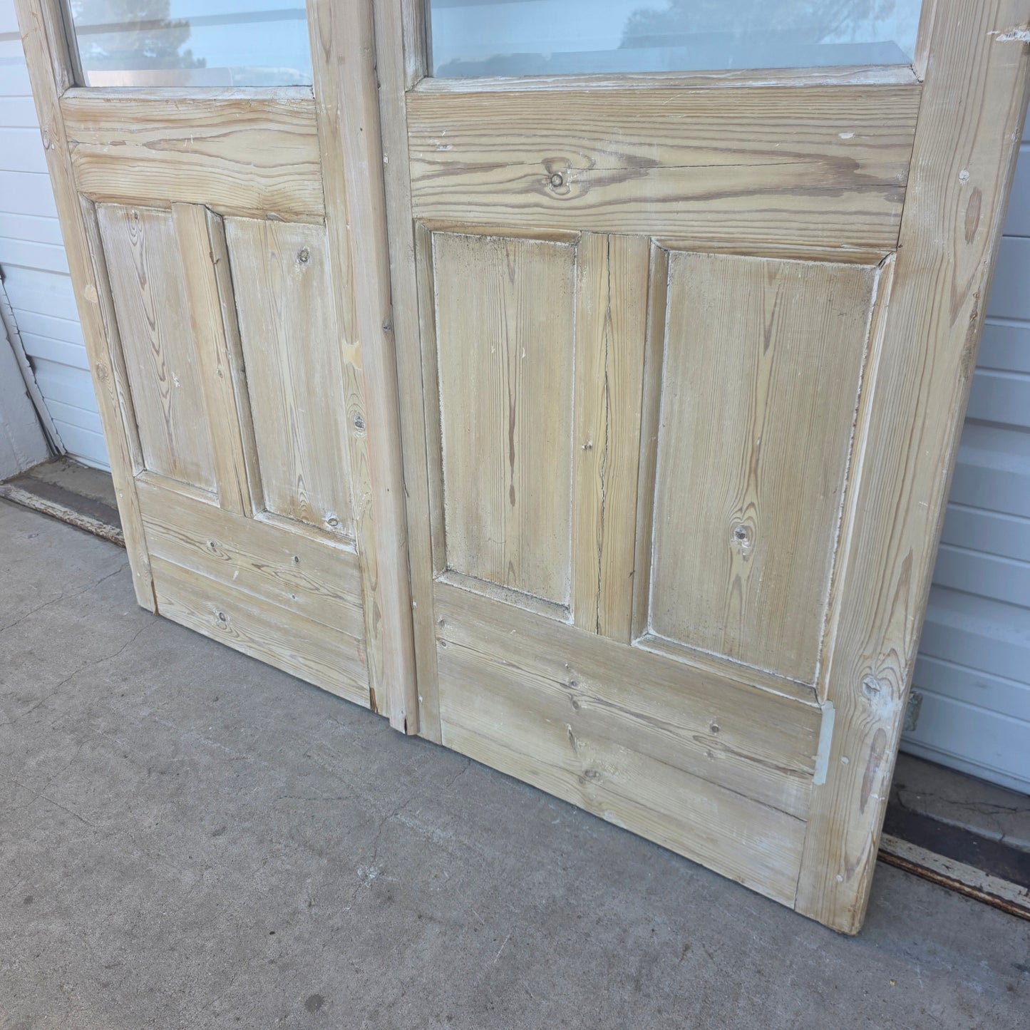 Pair of Wood French Doors w/8 Beveled Glass Panes