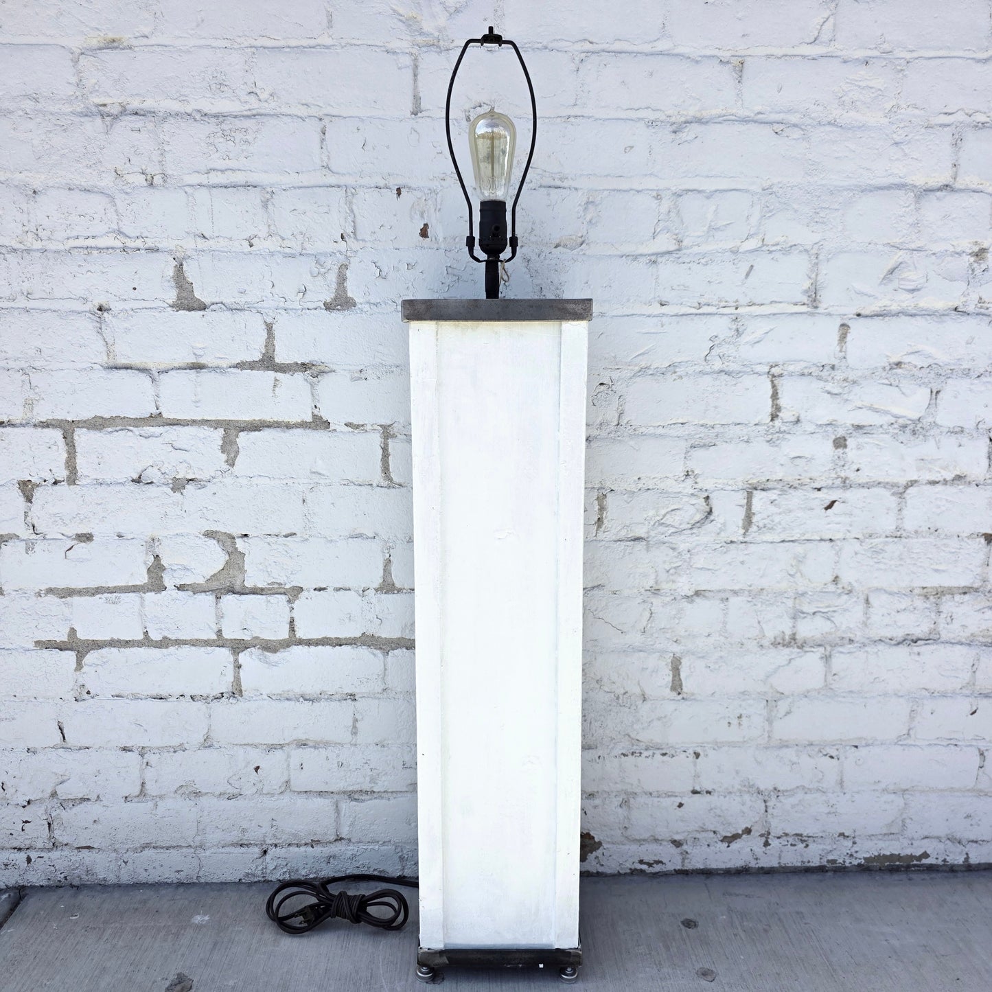 Repurposed White Rectangular Column Floor Lamp / Light