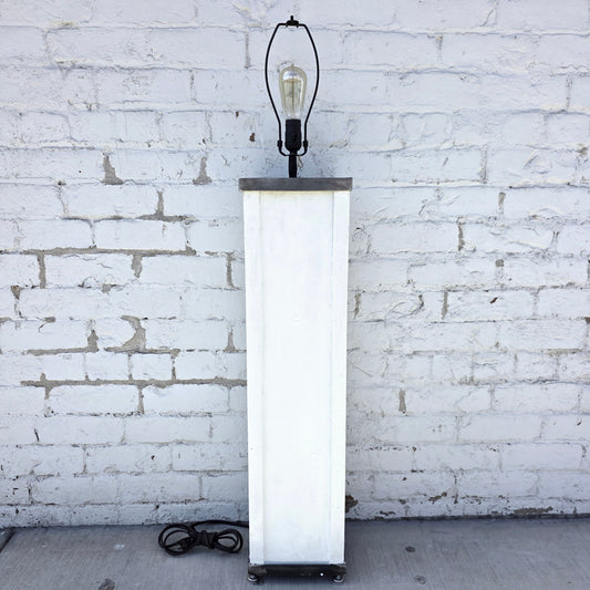 Repurposed White Rectangular Column Floor Lamp / Light