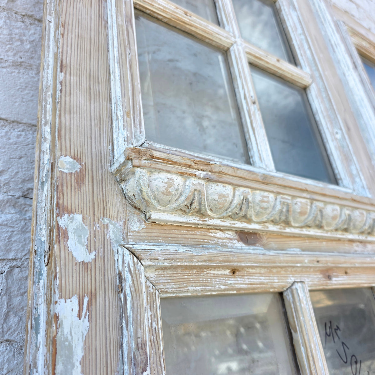 Pair of Antique 42 Lite Washed Wood French Doors