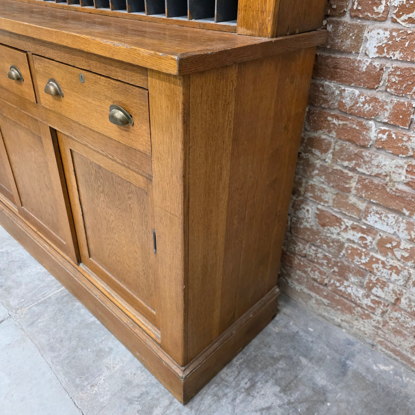 Antique Oak Hotel Telegram Storage Cabinet