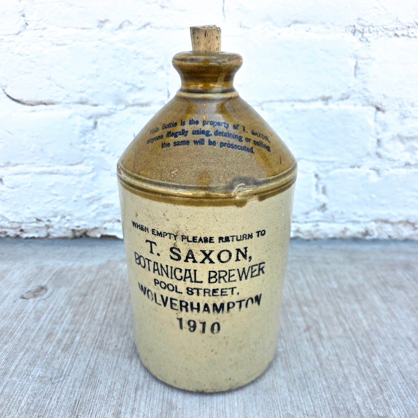 English Wine & Spirits Pottery Jug