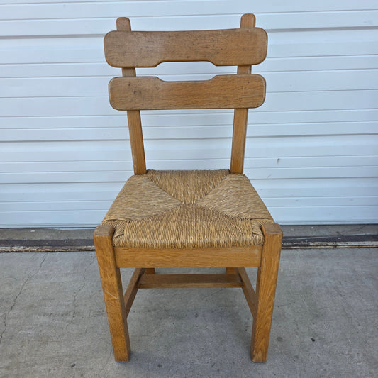 Set of 8 Rush Seat Oak Dining Chairs