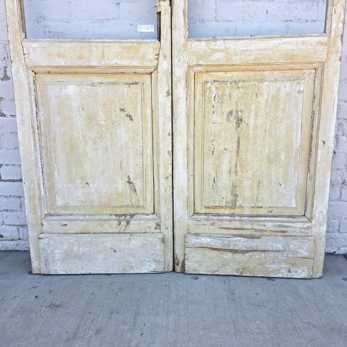 Pair of Painted Antique 6 Lite French Doors