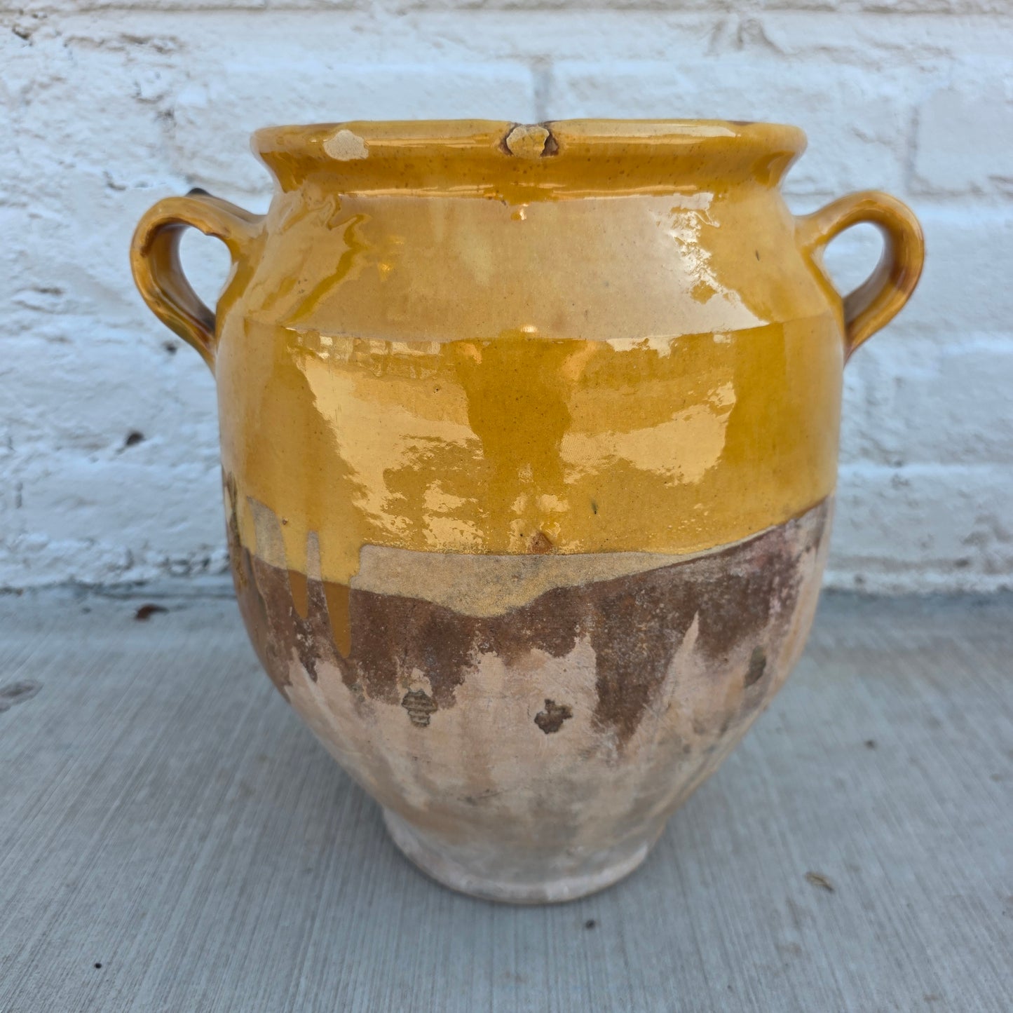 French Yellow Glazed Confit Pot