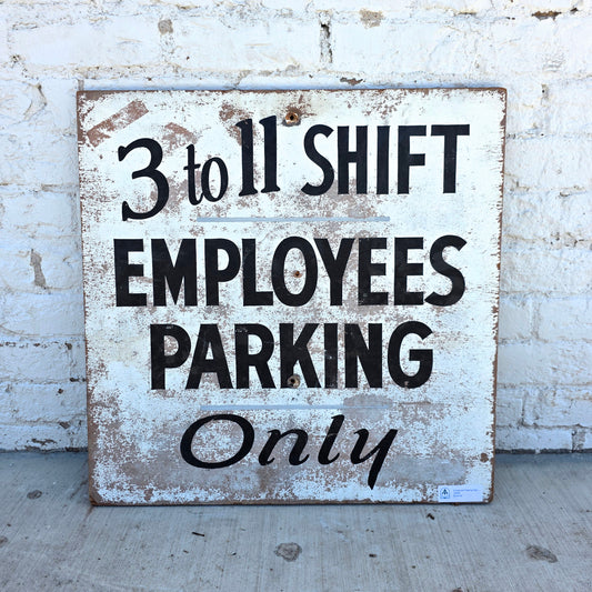 Painted Wooden Employee Parking Sign