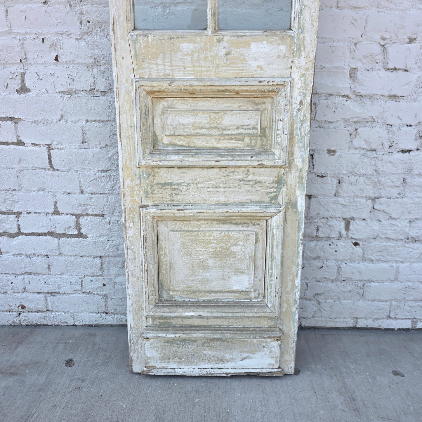 Single 2 Panel 7 Lite Washed Wood French Antique Door