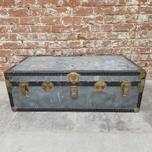 Vintage Metal Travel Trunk