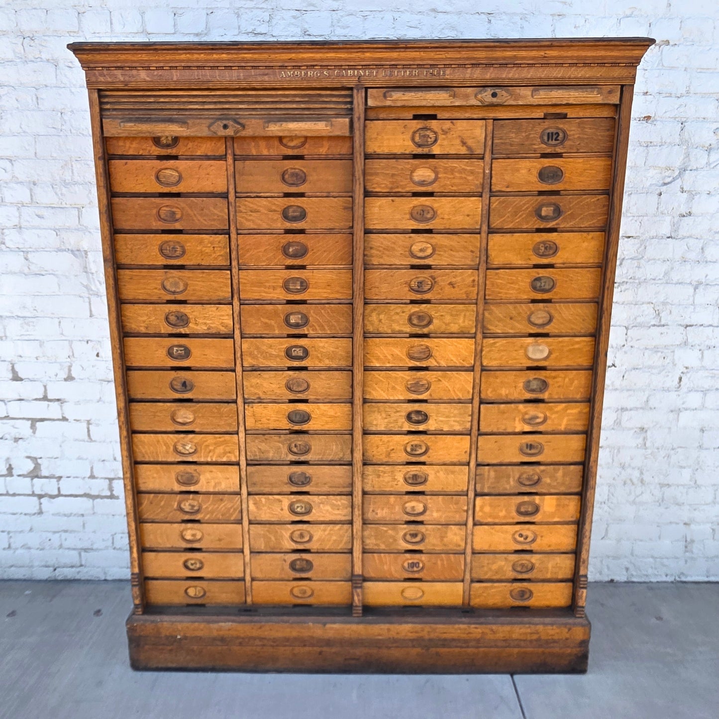 Antique Oak Tambour Filing Cabinet