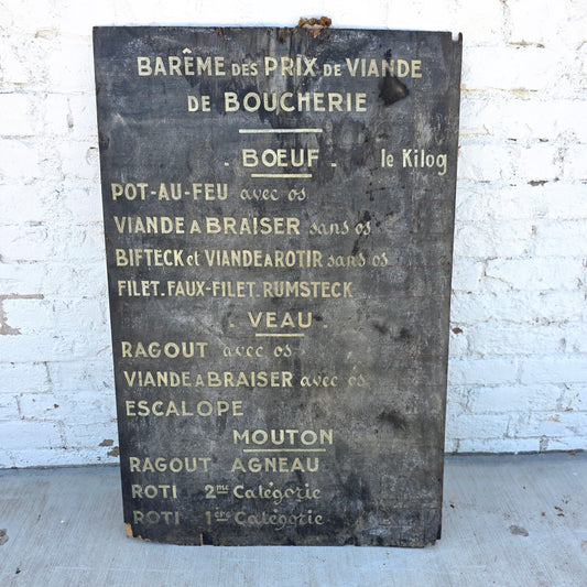 Wooden French Butcher Shop Menu Sign
