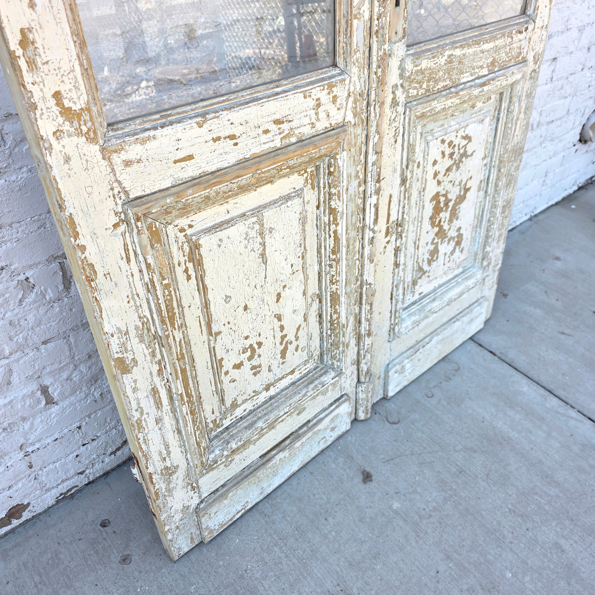 Pair of Washed Wood Single Lite Antique Doors
