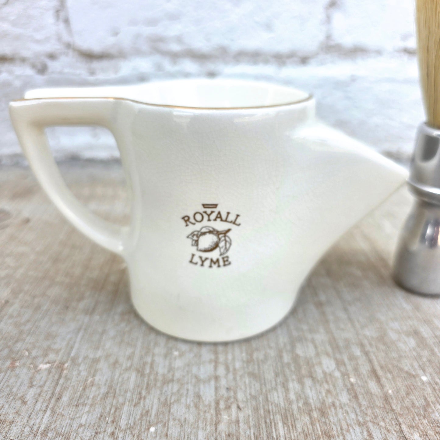 Vintage English Shaving Scuttle Mug with German Dubl Duck Brush (decor)