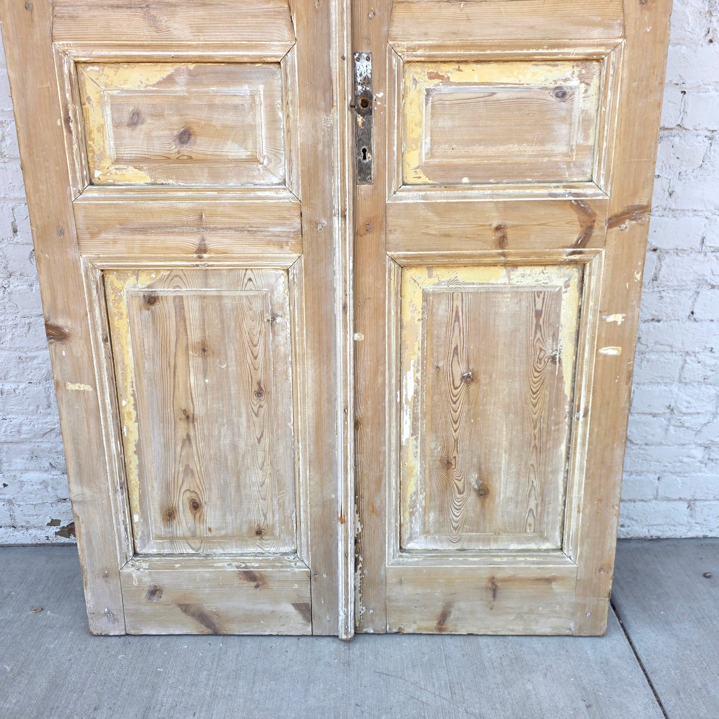 Pair of Washed Antique Wood Doors w/ 10 Lites