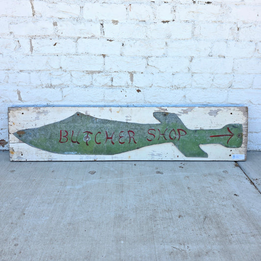 Butcher Shop Sign - metal on board