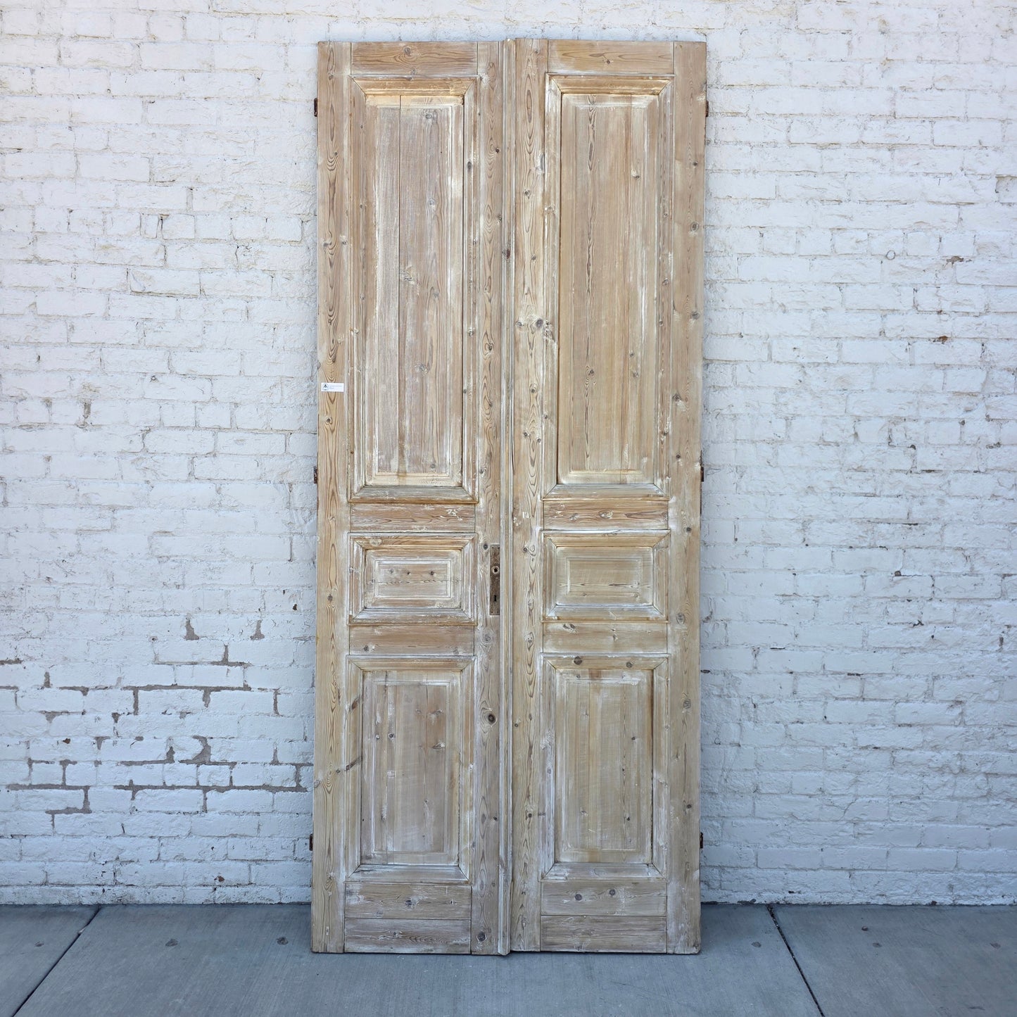 Pair of Washed Antique Wood Doors w/4 Panels