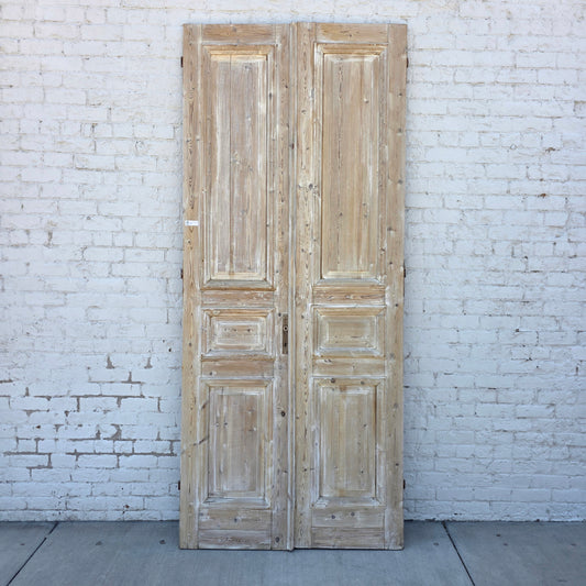 Pair of Washed Antique Wood Doors w/4 Panels