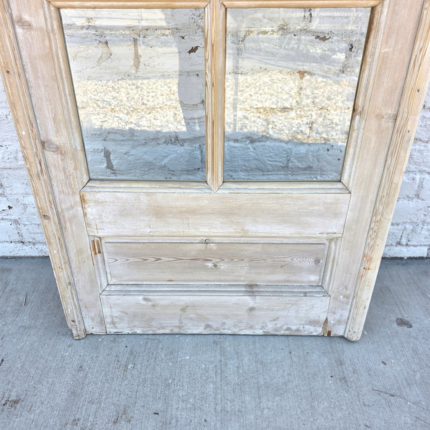 Single 14 Lite Whitewashed Wood Antique French Door