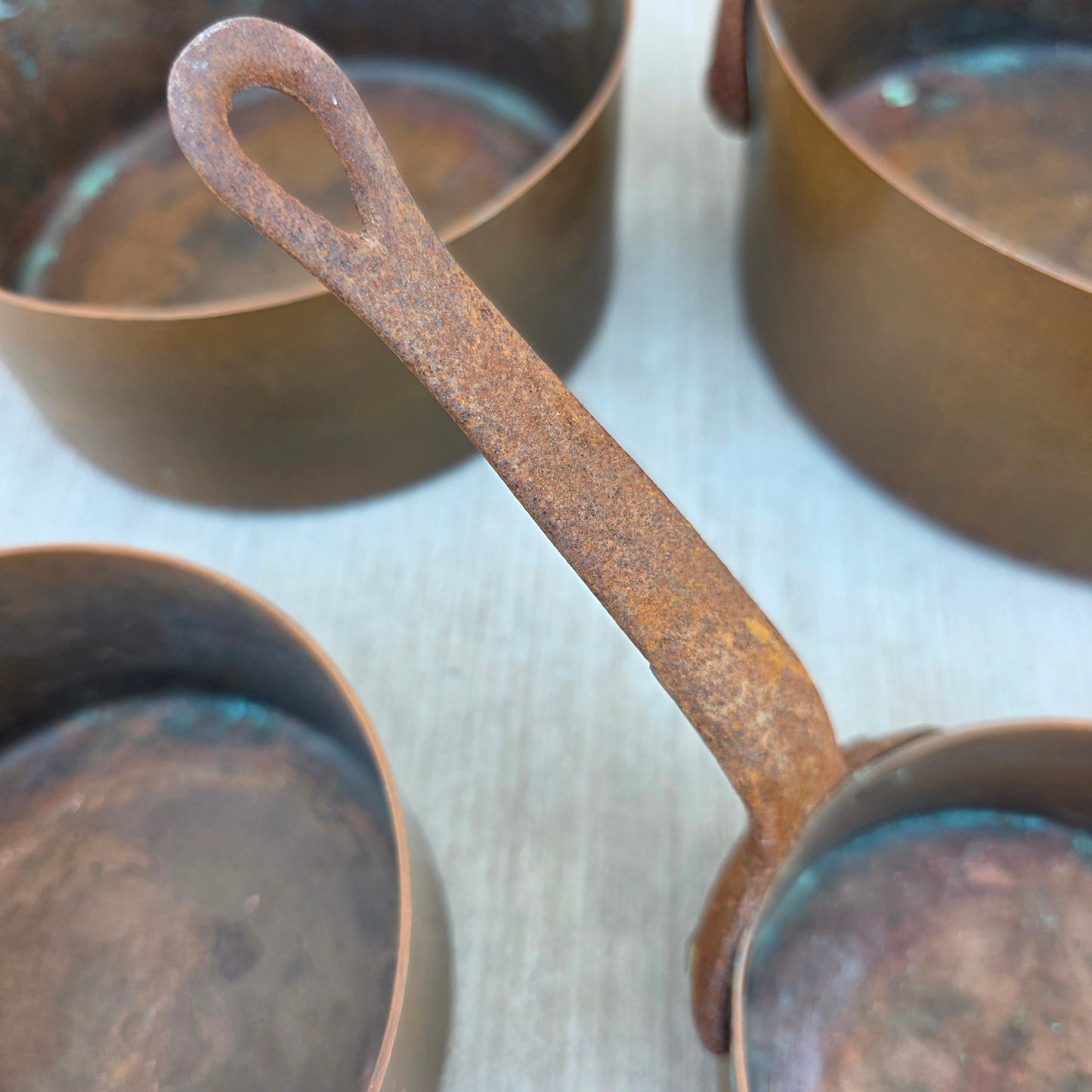 Set of 7 Graduating French Copper Pots