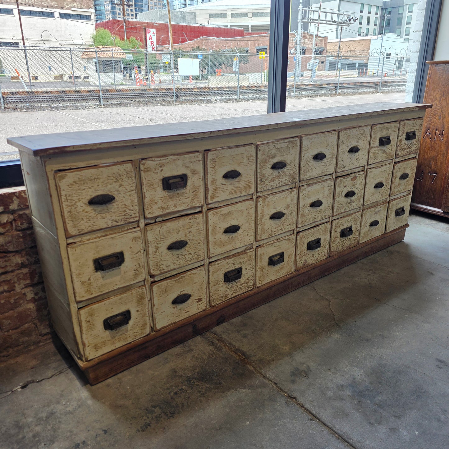 Antique General Store Painted Apothecary Cabinet