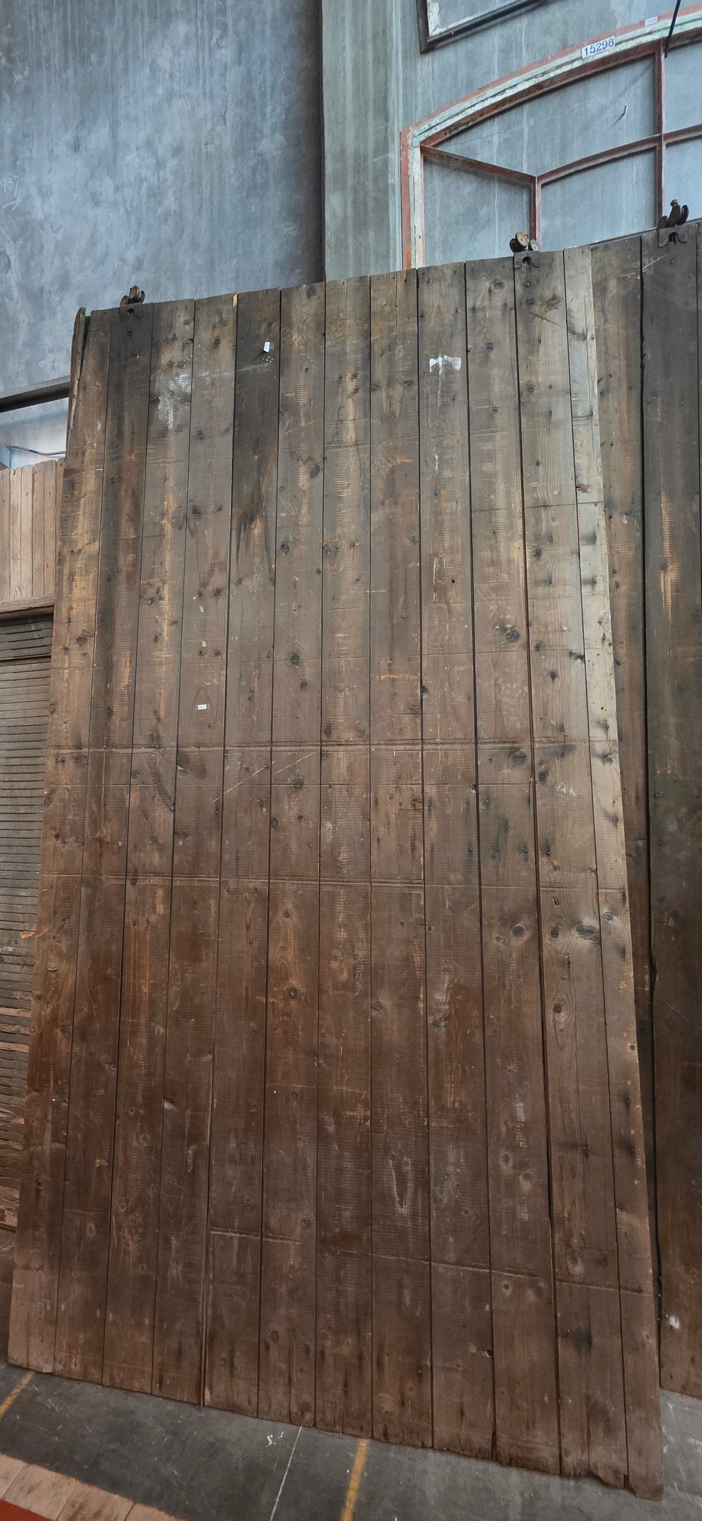 Pair of 11 Panel Natural Wood Barn Doors