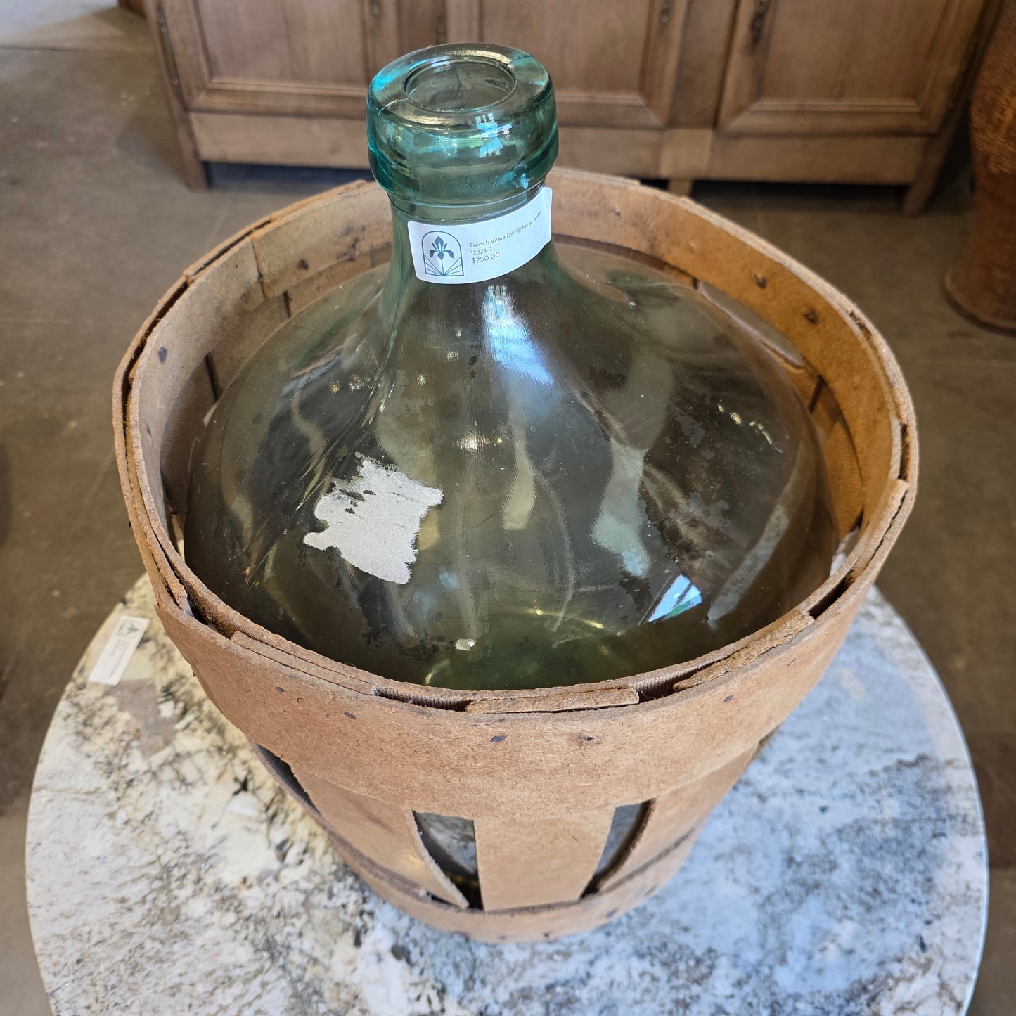 French Wine Demijohn in Basket