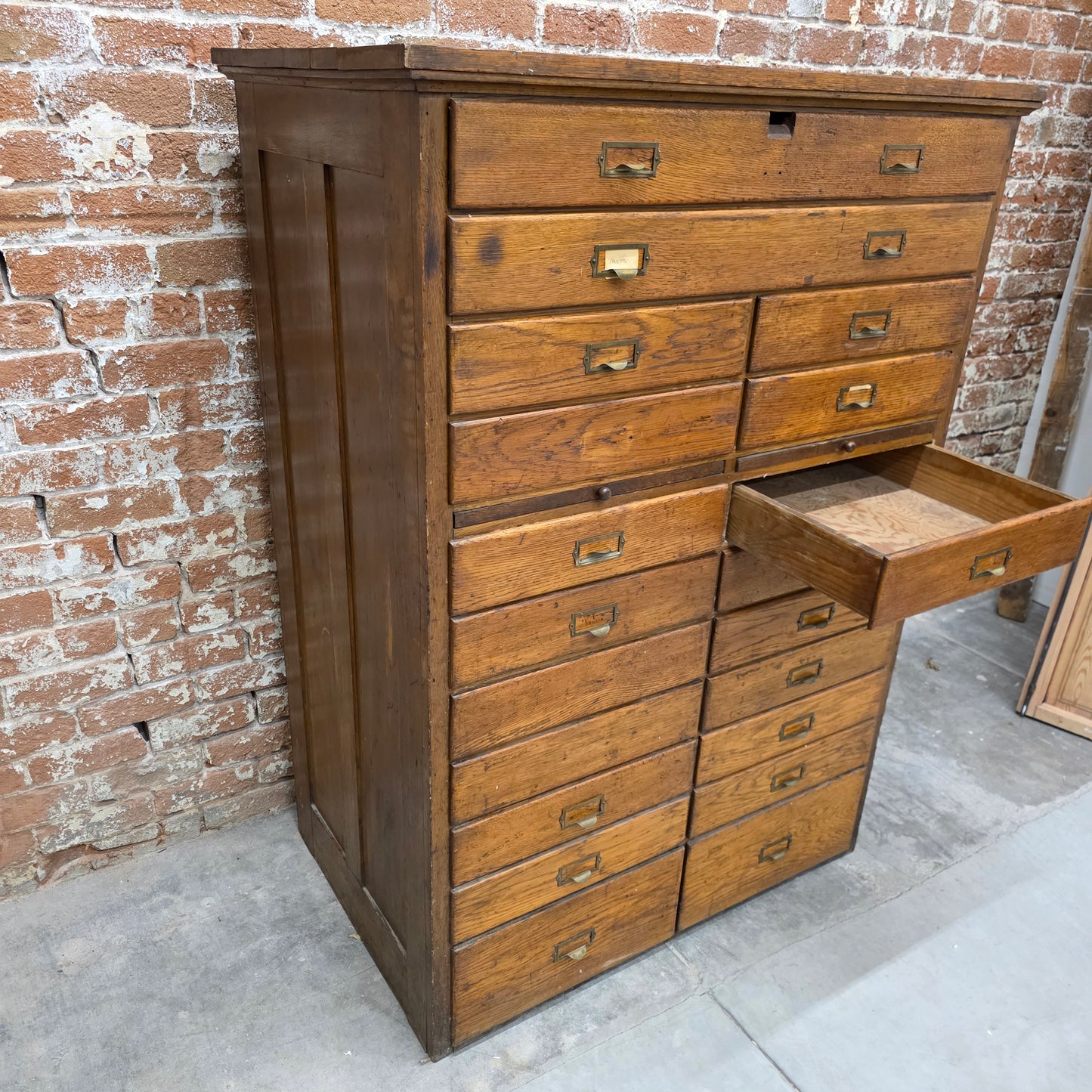 Antique Oak Flat File/ Map Cabinet