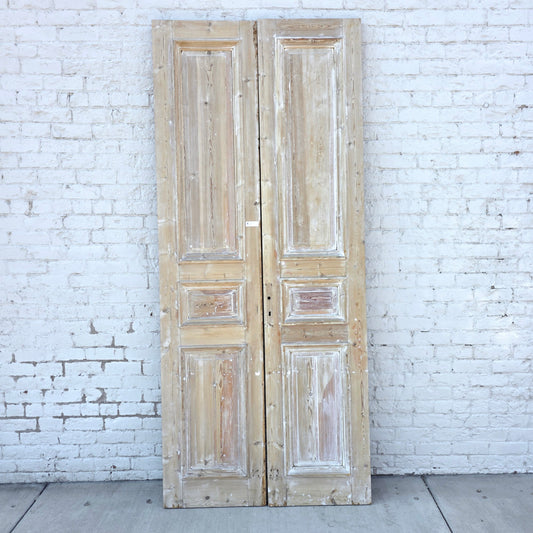 Pair of Washed Antique Wood Panel Doors
