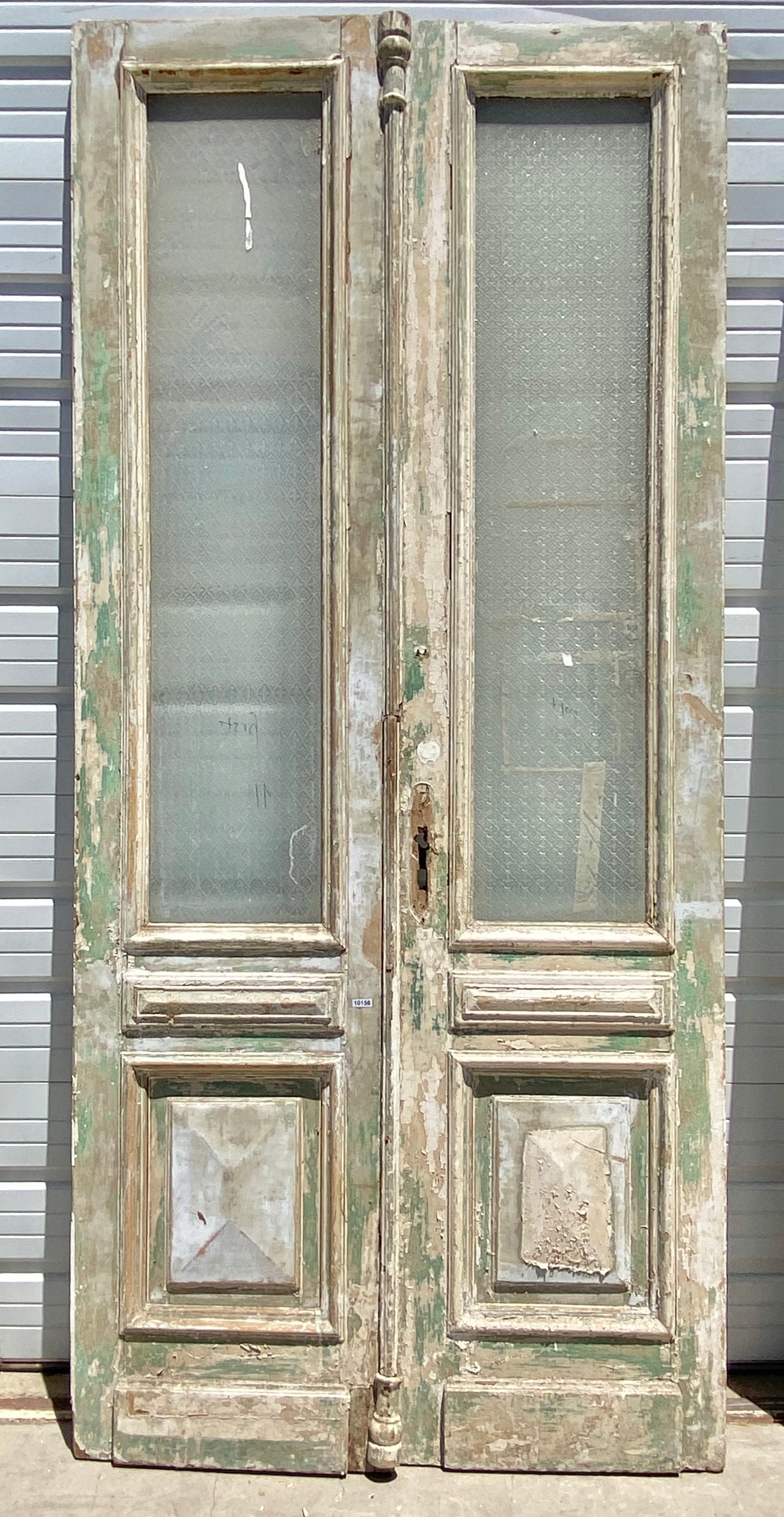 Pair of French 2 Panel Half Lite Glass Antique Doors