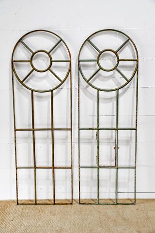Pair of French Arched Metal Window Frames/Trellis