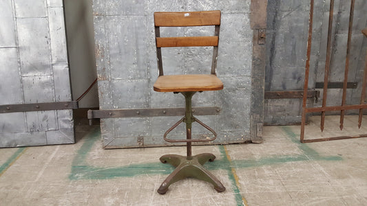 Wood and Metal Barstool with Foot Rest