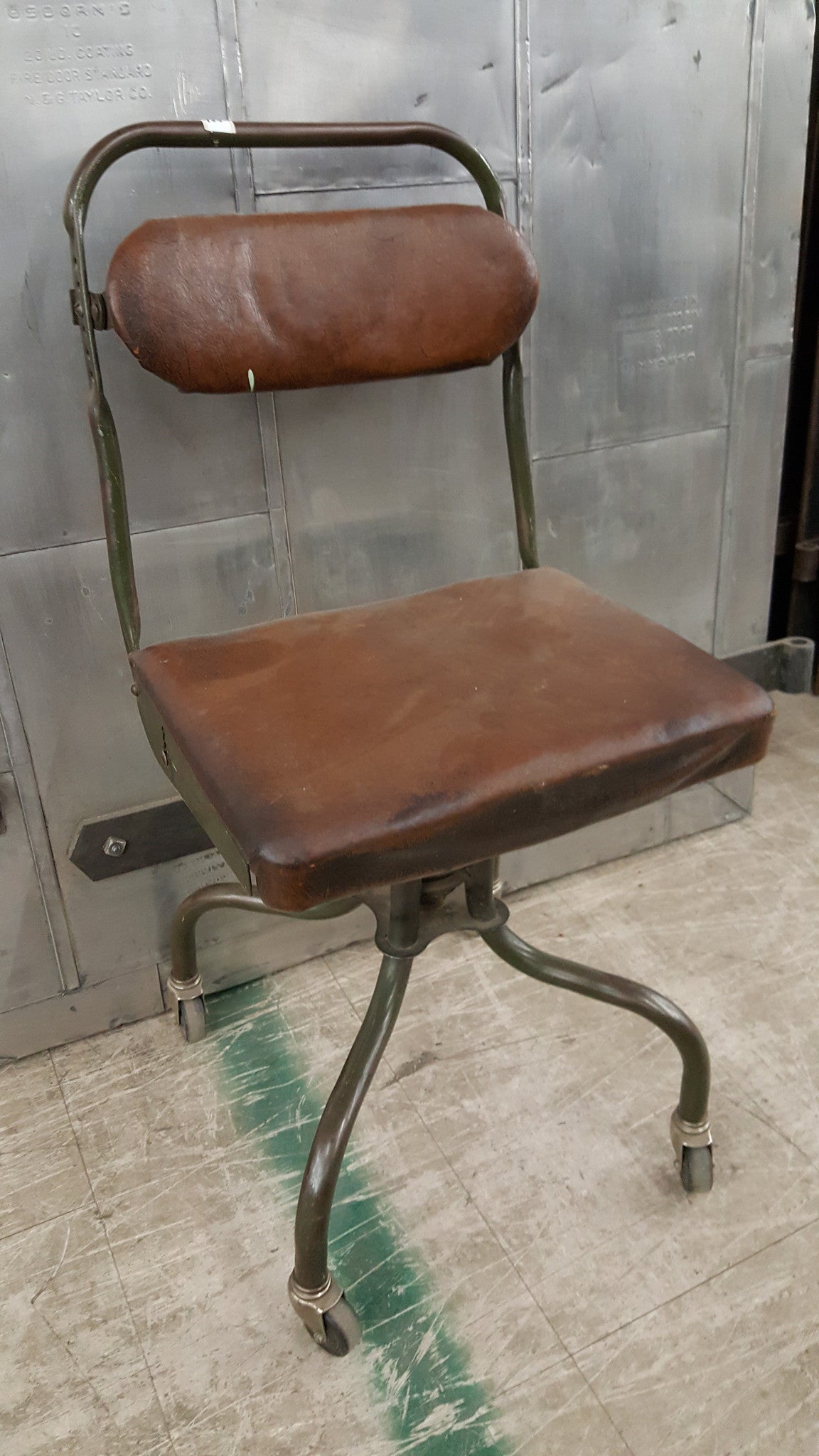 Mid Century Leather and Steel Office Chair