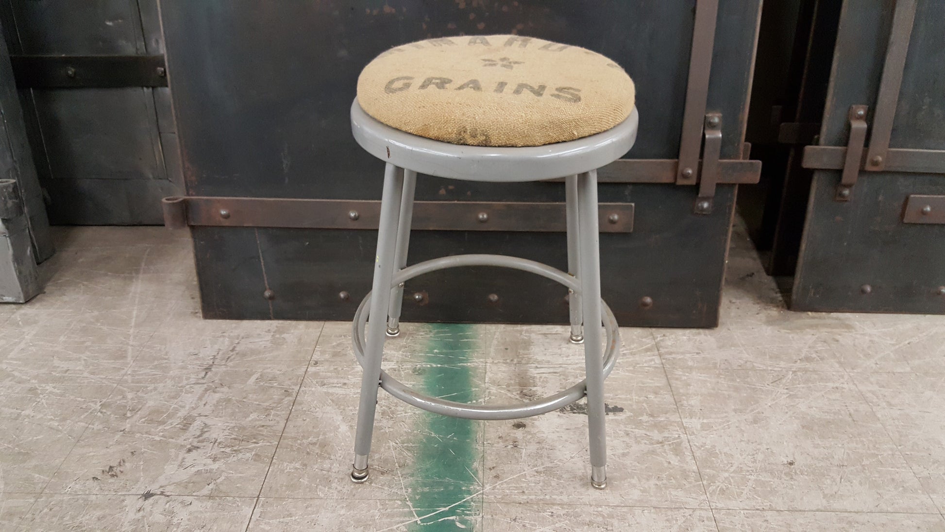 Round Metal Stool w. Vintage Cushion – Antiquities Warehouse
