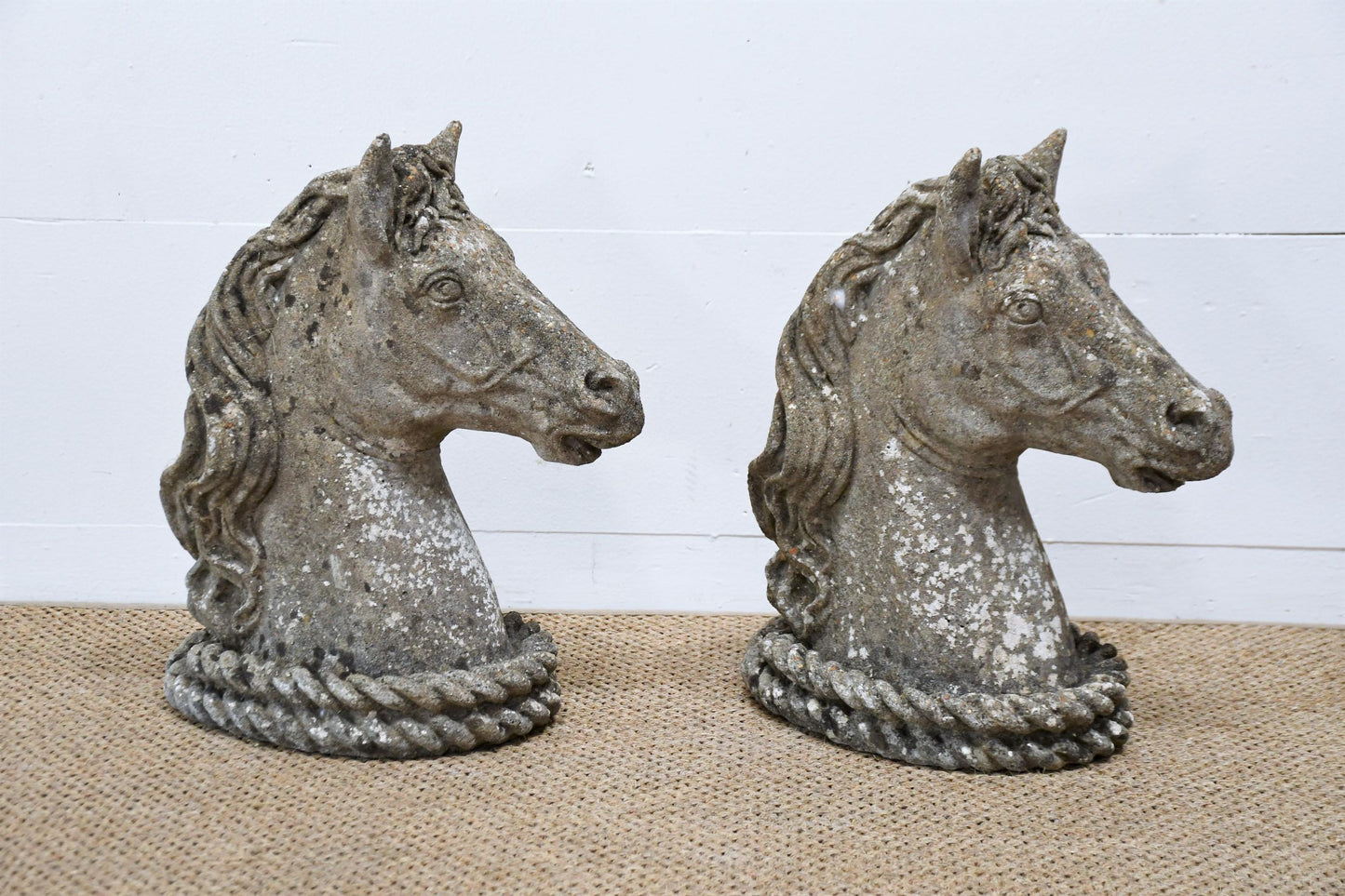 Pair of Concrete Horse Head Statues