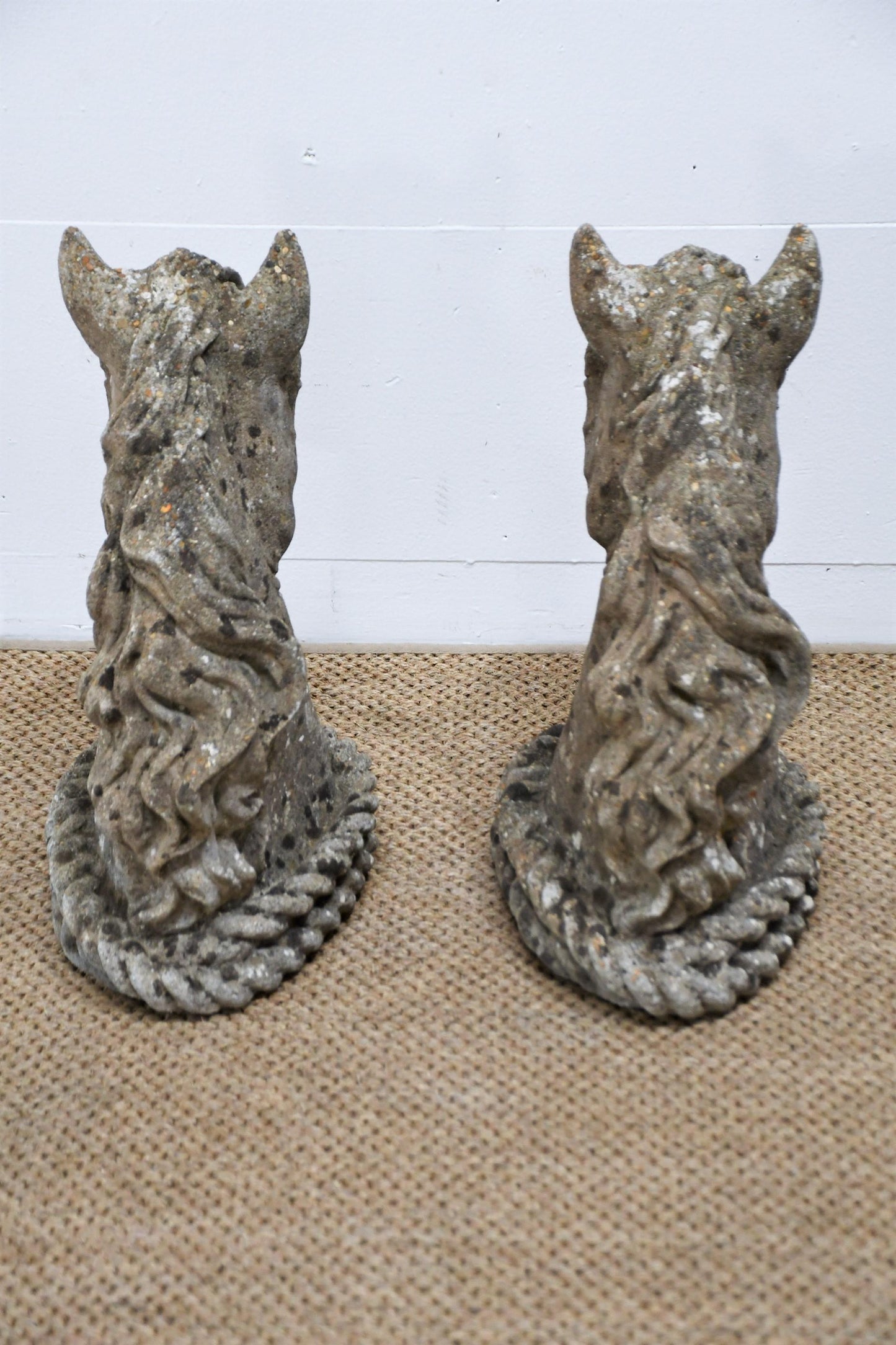 Pair of Concrete Horse Head Statues