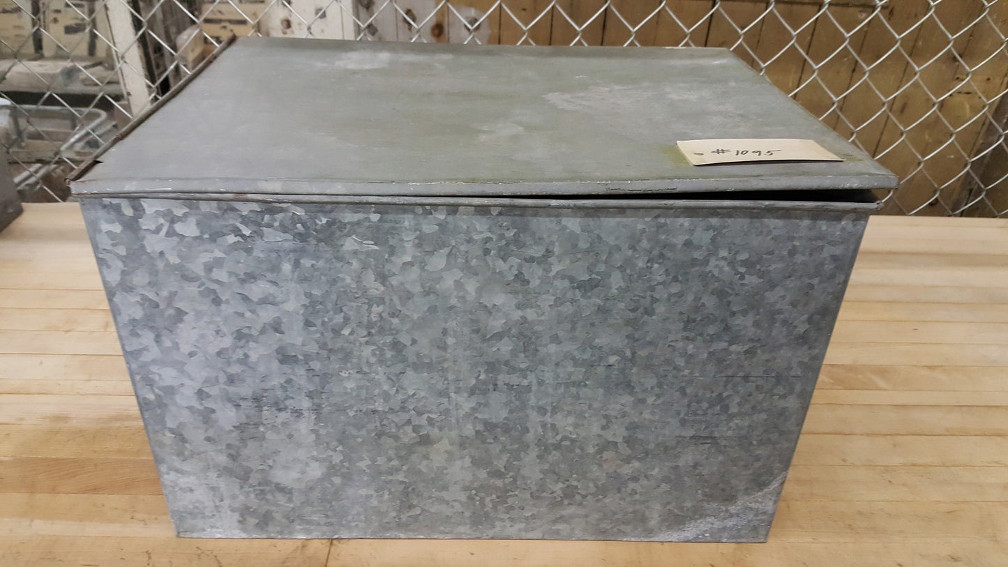 Galvanized Metal Container with Hinged Lid