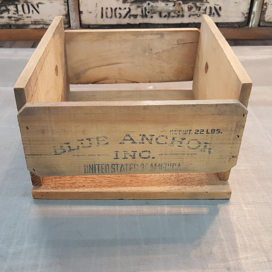 "Blue Anchor" Wood Crate