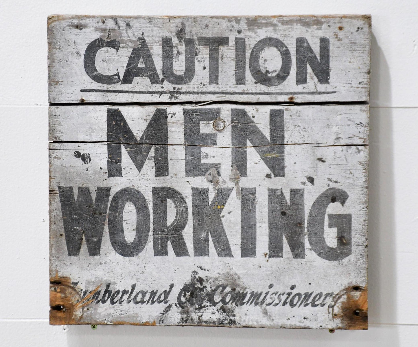 Wooden Caution Men Working Sign