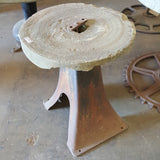 Grindstone Top Table with Industrial Iron Base