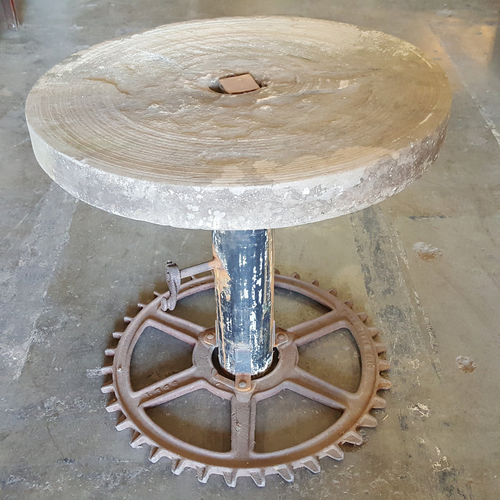 Industrial Iron Grindstone Table
