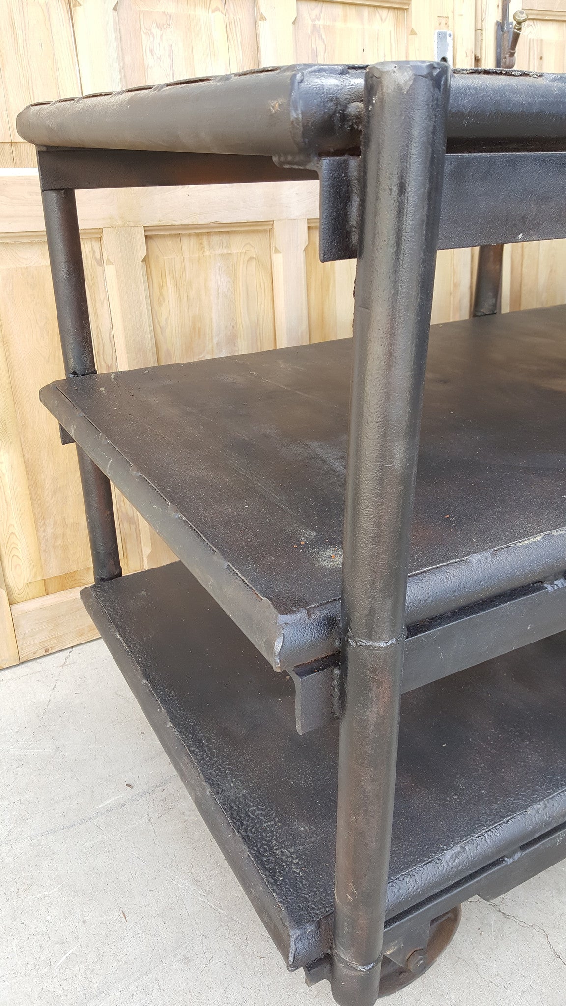 Industrial 3 Tier Rolling Iron Island Work Table